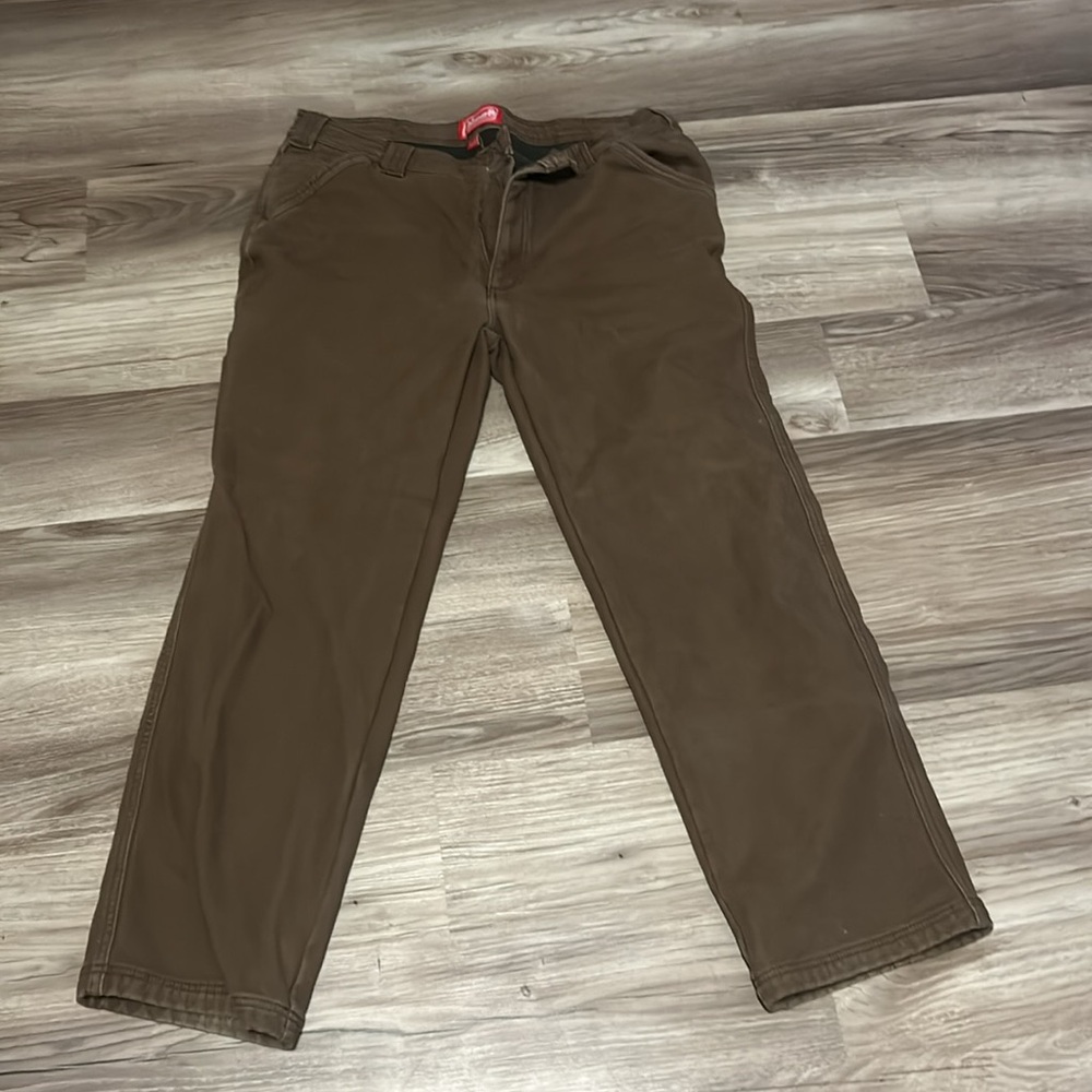 Coleman Lined Insulated Utility Heavy Duty Cotton Fleece Hiking Pant Brown